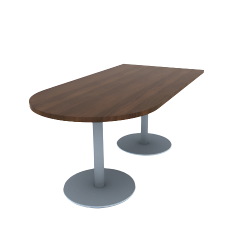 Proof 36" x 72" Horseshoe Pedestal Cafe Table with Round Stainless Steel Base Pair HPL Top