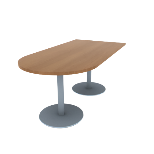 Proof 36" x 72" Horseshoe Pedestal Cafe Table with Round Stainless Steel Base Pair HPL Top