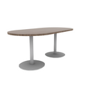 Proof 36" x 72" Racetrack Pedestal Cafe Table with Cast Iron Round Base Pair HPL Top