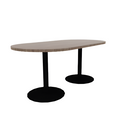 Proof 36" x 72" Racetrack Pedestal Cafe Table with Cast Iron Round Base Pair HPL Top