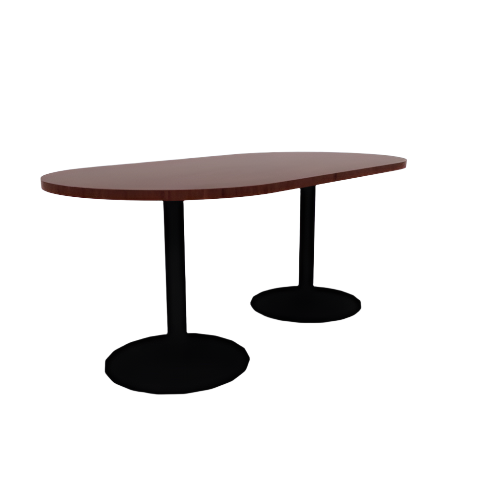 Proof 36" x 72" Racetrack Pedestal Cafe Table with Cast Iron Round Base Pair HPL Top