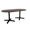 Proof 36" x 72" Racetrack Pedestal Cafe Table with Cast Iron Arched Base Pair HPL Top