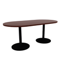 Proof 36" x 72" Racetrack Pedestal Cafe Table with Round Steel Base Pair HPL Top