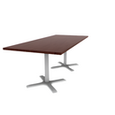 Proof 36" x 84" Rectangle Pedestal Cafe Table with X-Base Pair HPL Top