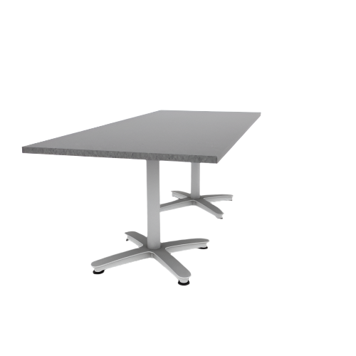 Proof 36" x 84" Rectangle Pedestal Cafe Table with Arched Base Pair HPL Top