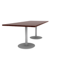 Proof 36" x 84" Rectangle Pedestal Cafe Table with Round Steel Base Pair HPL Top
