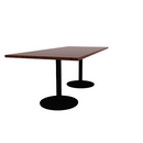 Proof 36" x 84" Rectangle Pedestal Cafe Table with Round Steel Base Pair HPL Top
