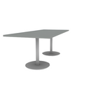 Proof 36" x 84" Rectangle Pedestal Cafe Table with Round Steel Base Pair HPL Top