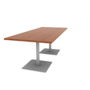 Proof 36" x 84" Rectangle Pedestal Cafe Table with Square Steel Base Pair HPL Top