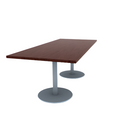 Proof 36" x 84" Rectangle Pedestal Cafe Table with Round Stainless Steel Base Pair HPL Top