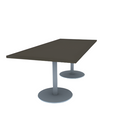 Proof 36" x 84" Rectangle Pedestal Cafe Table with Round Stainless Steel Base Pair HPL Top