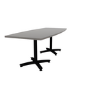 Proof 36" x 84" Boat Pedestal Cafe Table with Cast Iron Arched Base Pair HPL Top