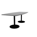 Proof 36" x 84" Boat Pedestal Counter Table with Round Steel Base Pair HPL Top
