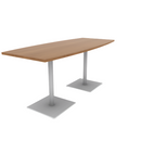 Proof 36" x 84" Boat Pedestal Counter Table with Square Steel Base Pair HPL Top