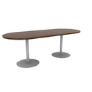 Proof 36" x 84" Racetrack Pedestal Cafe Table with Round Base Pair HPL Top 3MM PVC Edge