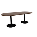 Proof 36" x 84" Racetrack Pedestal Cafe Table with Round Base Pair HPL Top 3MM PVC Edge