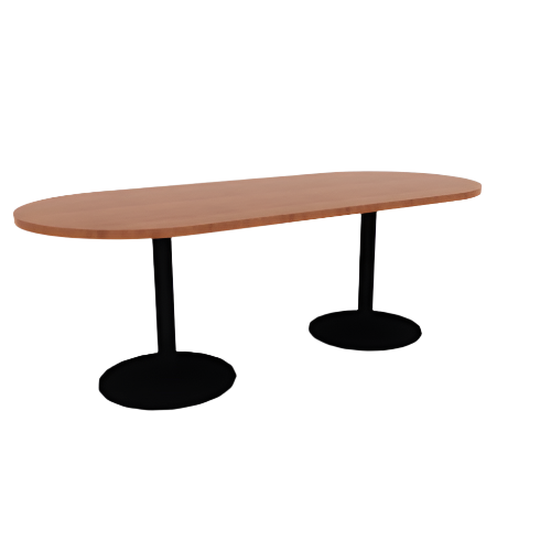 Proof 36" x 84" Racetrack Pedestal Cafe Table with Round Base Pair HPL Top 3MM PVC Edge