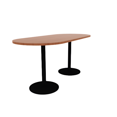 Proof 36" x 84" Racetrack Pedestal Counter Table with Round Steel Base Pair HPL Top