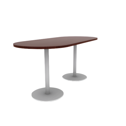 Proof 36" x 84" Racetrack Pedestal Counter Table with Round Steel Base Pair HPL Top