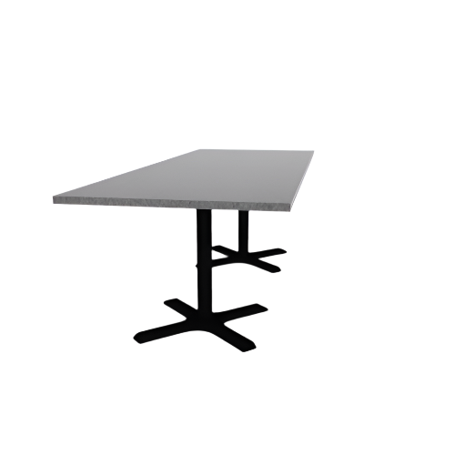 Proof 36" x 96" Rectangle Pedestal Cafe Table with X-Base Pair HPL Top