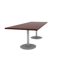 Proof 36" x 96" Rectangle Pedestal Cafe Table with Round Steel Base Pair HPL Top