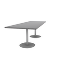 Proof 36" x 96" Rectangle Pedestal Cafe Table with Round Steel Base Pair HPL Top