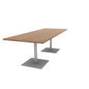 Proof 36" x 96" Rectangle Pedestal Cafe Table with Square Steel Base Pair HPL Top