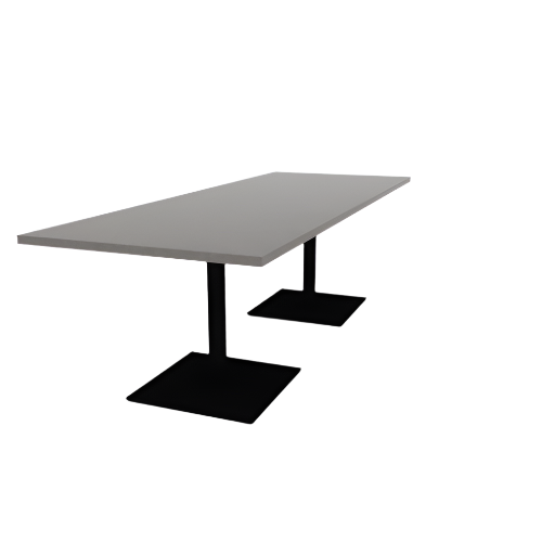 Proof 36" x 96" Rectangle Pedestal Cafe Table with Square Steel Base Pair HPL Top