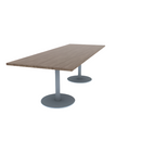 Proof 36" x 96" Rectangle Pedestal Cafe Table with Round Stainless Steel Base Pair HPL Top