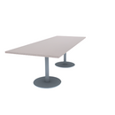 Proof 36" x 96" Rectangle Pedestal Cafe Table with Round Stainless Steel Base Pair HPL Top