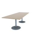 Proof 36" x 96" Rectangle Pedestal Cafe Table with Round Stainless Steel Base Pair HPL Top