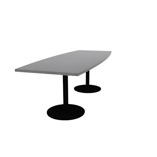 Proof 36" x 96" Boat Pedestal Cafe Table with Round Steel Base Pair HPL Top