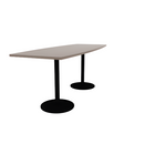 Proof 36" x 96" Boat Pedestal Counter Table with Round Steel Base Pair HPL Top