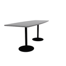 Proof 36" x 96" Boat Pedestal Counter Table with Round Steel Base Pair HPL Top