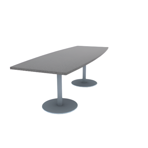 Proof 36" x 96" Boat Pedestal Cafe Table with Round Stainless Steel Base Pair HPL Top