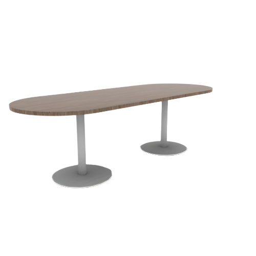 Proof 36" x 96" Racetrack Pedestal Cafe Table with Cast Iron Round Base Pair HPL Top