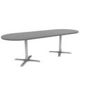 Proof 36" x 96" Racetrack Pedestal Cafe Table with X-Base Pair HPL Top