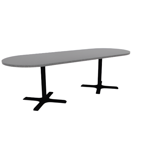 Proof 36" x 96" Racetrack Pedestal Cafe Table with X-Base Pair HPL Top