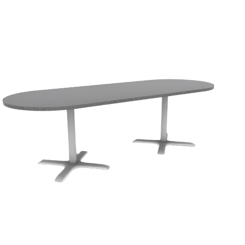 Proof 36" x 96" Racetrack Pedestal Cafe Table with X-Base Pair HPL Top