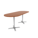 Proof 36" x 96" Racetrack Pedestal Counter Table with X-Base Pair HPL Top