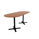 Proof 36" x 96" Racetrack Pedestal Counter Table with X-Base Pair HPL Top