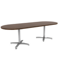 Proof 36" x 96" Racetrack Pedestal Cafe Table with Arched Base Pair HPL Top