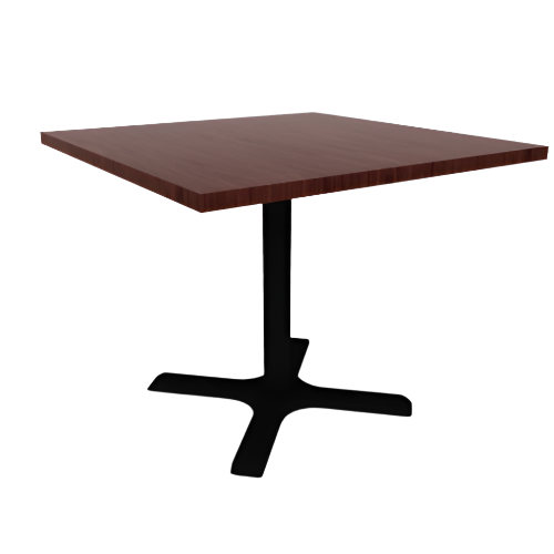 Proof 36" Square Pedestal Cafe Table with Cast Iron X-Base HPL Top