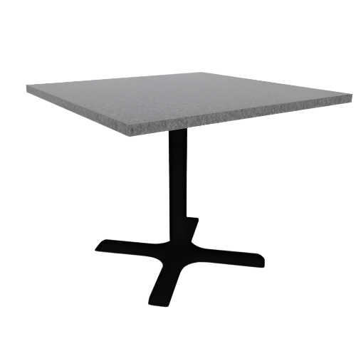 Proof 36" Square Pedestal Cafe Table with Cast Iron X-Base HPL Top