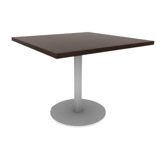 Proof 36" Square Pedestal Cafe Table with Round Steel Base HPL Top