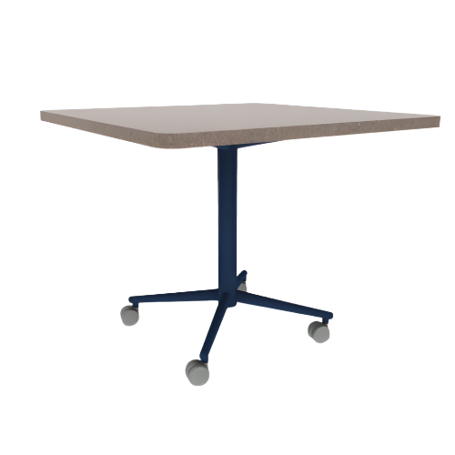 Vaux 36" Rounded Square Cafe Table HPL Top with Square Edge Casters 30"H