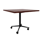 Vaux 36" Square Cafe Table HPL Top with Square Edge Casters 30"H