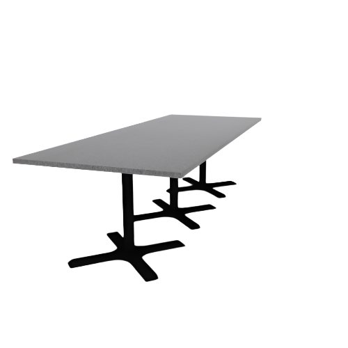 Proof 42" x 108" Rectangle Pedestal Cafe Table with X-Base Set of 3 HPL Top