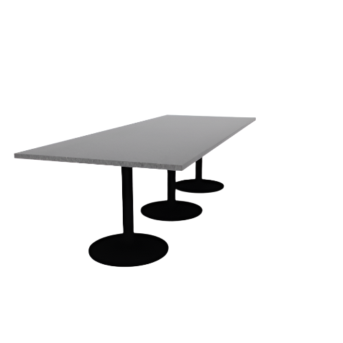 Proof 42" x 108" Rectangle Pedestal Cafe Table with Round Steel Base Set of 3 HPL Top