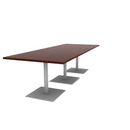 Proof 42" x 108" Rectangle Pedestal Cafe Table with Square Steel Base Set of 3 HPL Top